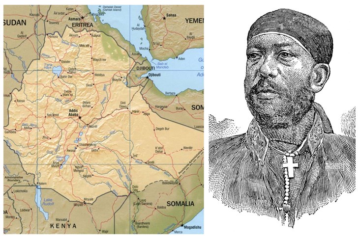 Karta Etiopije / Sahle Maryam (Menelik II), car Etiopije 1889-1913. (Foto: Wikimedia Commons)